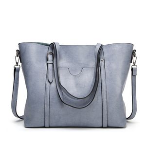 Borse da donna HBP Borse a tracolla in pelle di cera d'olio Borsa a tracolla di grande capacità Borsa a tracolla da donna casual grigia