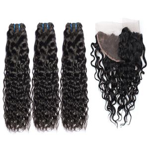 Cabelo de onda da natureza brasileira Tabela de cabelo 3 Pacotes com 13x4 LACE EAR FRONTAL AO ARVENDA CABEÇA FULHA CABE