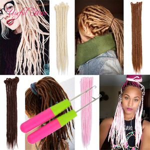 Syntetisk Hair 24Inch Ombre Blonde Crochet Braids Syntetisk Flätande Hår Förlängning Afro Frisyrer Soft Faux Locs Brown Black Tjock FULL