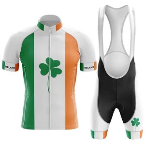 Irland Men Cykla Jersey Set Red Pro Team Cykling Kläder 19D Gel Andningsplatta MTB Road Mountain Bike Wear Racing Clo Bike Shorts Set