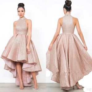 2019 Arabski Wysokiej szyi Cekiny Suknie Wieczorowe Ruched High Line Formalne Prom Dresses Party Suknie BC2287