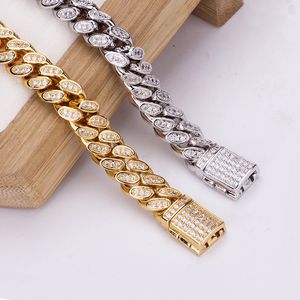 10mm Men Women Miami Cuban Chains Jewelry Sets Full CZ Box Clasp Choker 20" Necklace 8.5" Bracelet Hip Hop Bling Bling Iced Out Chain