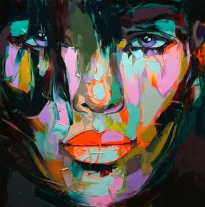 Tuval Konkav Konveks Doku Face079 üzerinde Francoise Nielly Palet Bıçağı Gösterim Ev Artworks Çağdaş Portre el yapımı yağlıboya