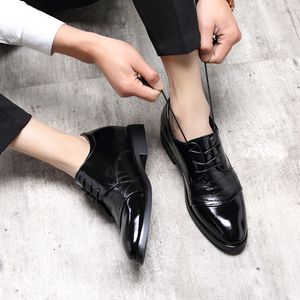 Spring 6cm Height increase Pointed Toe Dress Shoes Men Formal Elegant Office Wedding Shoes Leather Oxford Male