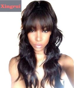 2021 Chegada Brasileira Mulheres Negras Lace Front Wigs Completo Cabelo Humano Com Bangs Peruca Afro-americana