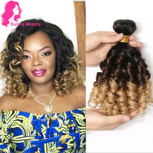 Freies Verschiffenwebart großhandel-Tante Funmi Brasilianisches Bouncy Curly Hair Bündel mit Verschlüssen Ombre Hair Extensions Remy b B Hüpfer lockiges Webart Freies Schiff