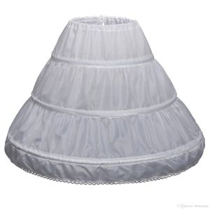 Petticoats für Mädchen, Kinder, 3-Reifen-Petticoats, Hochzeit, Braut, Zubehör, halber Slip, Krinoline für kleine Mädchen, weißer langer Unterrock für formelle Kleidung für Blumenmädchen