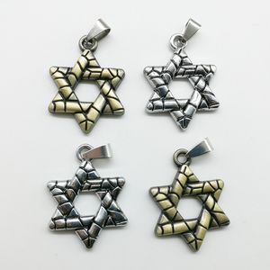 10st Retro Mäns Mode Geometri Hexagram Charms Pendant Smycken Tillbehör DIY för halsband 32 * 25mm Silver Bronze