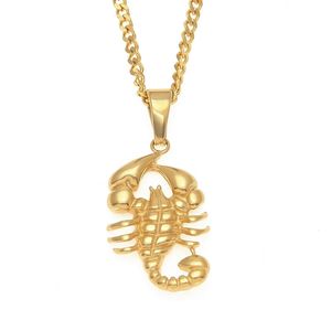 Fashion- scorpio pendant necklaces for men luxury designer mens bling diamond animal pendants stainless steel cuban link chain necklace gift