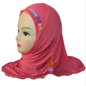 Multi Colors Muslim Kids Girl Headscarf Stripe Splicing Soft Breathable Arab Wrap Scarf Cap Scarf Mercerized Cotton Headscarf