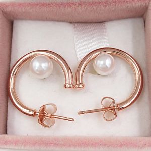 Studs Contemporary Pearls Hoop örhängen Pandora Rose Freshwater Culte Pearl Authentic 925 Sterling Silver passar europeisk Pandora Style Andy Jewel 287528p