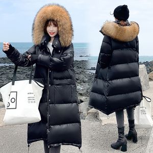 2019 Winter Hooded Warm Down Coat Womens Thickened Long Down Jackets with Fur Female Winter Parka Puffer Coat Large Size XS-5XL