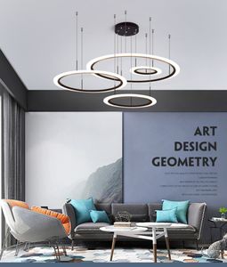 2 3 4 Rings Modern Acrylic Ring LED Circle Pendant Lamps Chandeliers Lamp Fitting Fashion Designer Lights Lighting LED Lustre Suspension Fixture
