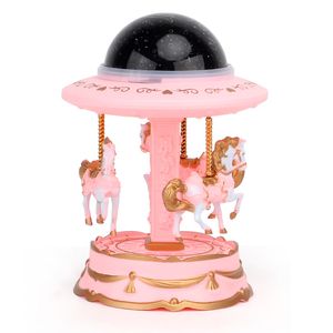 Creative lighting projection merry-go-round music box rotating colorful led star light octave LED Poms