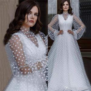 White Elegant A Line Prom Dresses Round Dot Pattern Sexy Long Bubble Sleeves Simple Evening Party Gowns Custom Vestidos De Soiree