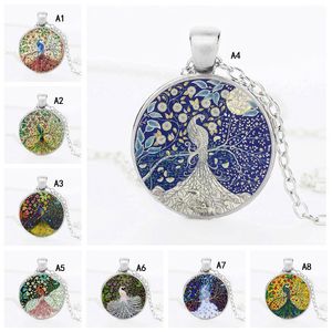 Nuova bellissima collana di piume di pavone per cabochon da donna Catene con ciondoli per animali in vetro Regalo di gioielli di moda