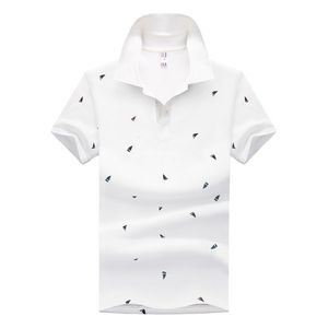 Shirt For Men Cotton Short Sleeve Business Casual Print Polos Shirts Male Fashion Breathable Tops Tees Clothing