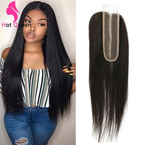 Queen brazilian straight hair middle part 2x6 lace closure 130% pre plucked lace front brazilian remy hair unprocessed sew in hair weave