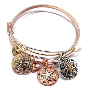 Top Selling Mannen en Vrouwen Geschenken Mode Bangle Antieke Goud / Zilveren Starfish Charm Bracelet