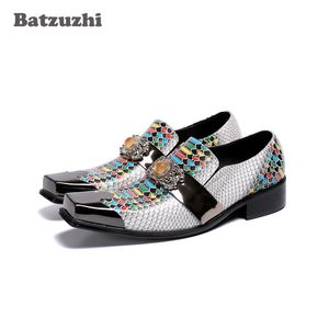 Batzuzhi Design Scarpe da uomo Personalità Punta quadrata Colore Scarpe eleganti in pelle Uomo Slip-on Party, Business Wedding Calzature da uomo