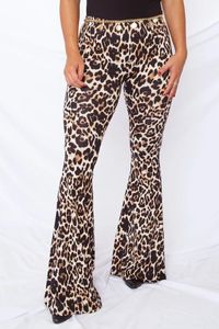 Punk stil kvinna byxor leopard retro flare byxor kvinnlig hög midja byxor kvinna
