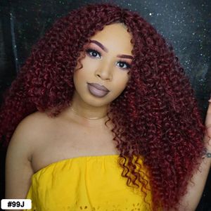 Ishow Orange Ginger Curly 99J Mänskliga hår Parykar 1b / 30 Ombre Färg 13x1 Lace Front Wig för kvinnor Alla åldrar 8-26inch