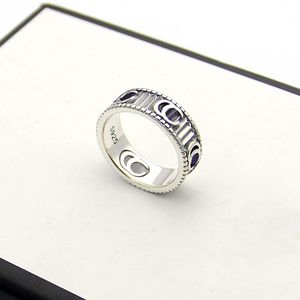 Europe America Retro Style Ring Women Lady Brass Silver Plated Engraved Stripe Pattern G Letter Wedding Engagement Narrow Rings Size US6-US9