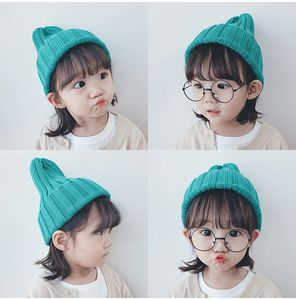 Fashion- hats candy colors multi knit pattern toddler kids outdoor warm winter crochet hats