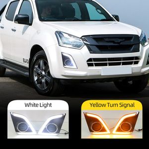 2PCS LED CAR DRL DIA DIA DIA RUNHA LIGADA DE NEGADO PARA ISUZU D-MAX DMAX 2016 2017 2018 Caminhão de coleta com sinal amarelo