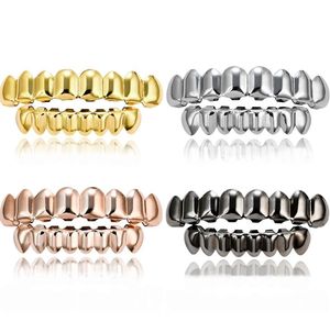 New Teeth Grillz Top & Bottom 18K gold silvery Color Grills Dental Mouth Hip Hop Fashion Jewelry Rapper Jewelry 6 styles