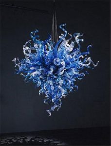 Turkisk stil blå dekorativ konst belysning hängande lampor handblåst färgad Murano glas ljuskrona till salu