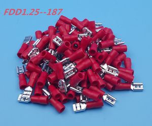 1000 sztuk Crimp Terminal Connector Red FDD1.25-187 4.8mm16-22 AWG Izolowany Drut łopaty
