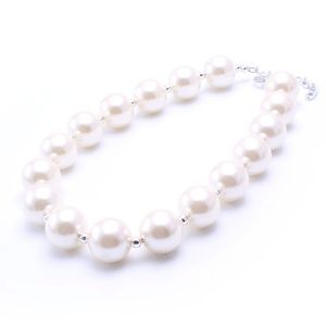 Cream chunky bubble bead necklace 20mm round simulated pearls strand chokers necklace suit baby child jewelry