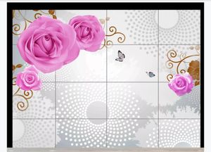 3D personalizado grande foto mural papel de parede hd pintado à mão-de-rosa roxo videira ponto 3D sala de TV fundo mural papel de parede para paredes 3d