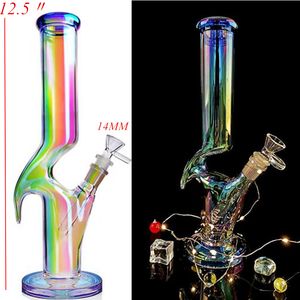 Bong in vetro Acqua Tubi colorati Narghilè Spessi 32 cm Bong unici a forma diritta con ciotola da 18 mm Donestem 14 mm Disponibile