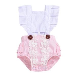 Baby lace romper INS infant flying Sleeve Jumpsuits 2019 summer fashion kids Boutique clothing sweet ruffle girls onesie C5448