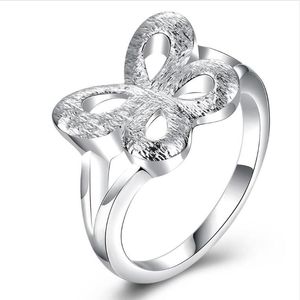 Epacket DHL Plated sterling silver Individual openwork butterfly ring DASR750 US size 7; women's 925 silver plate With Side Stones Rings