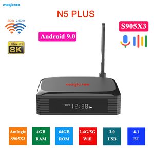 Magicsee N5 Plus S905X3 Android 9.0 TV BOX 4G Ram 64G Rom 2.45G Dual WiFi Ethernet BT 4.0 Smart Box 8K Suporte SSD/HDD Hardware