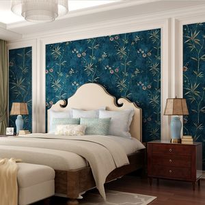 New American Pastoral Flower design Wallpaper Vintage style Wallpapers Roll Green Yellow Wall Paper Papier Peint