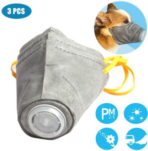 犬のソフトフェイスコットンマウスマスク3PC、ペット呼吸器PM2.5通気性のあるソフトドッグマズル付きエアメッシュと小さな中程度の大きな犬