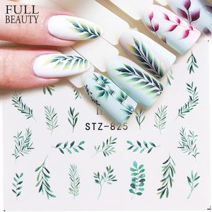 25pcs/lot Water Nail Decal and Sticker Flower Leaf Tree Green Simple Summer Slider for Manicure Nail Art Watermark Tips CHSTZ824-844