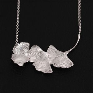 Autentiche collane con ciondolo a foglia in tre pezzi in argento sterling 925 per donna Collana semplice con foglie di vento retrò e gioielleria raffinata