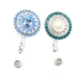 10pcs/lot Medical Nurse Retractable Badge Reel Rhinestone Round Button ID Badge Holder