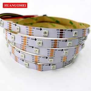 5V 30LEDS / M APA102 LED-band Ljus, Fullfärg 5050 SMD RGB LED Flexibel Pixel Tape TV Adressbar, 5m / Roll, Vit PCB, Non-Vattentät IP20