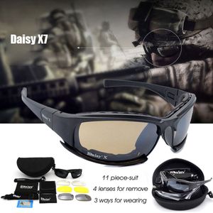 Daisy X7 Militärbrille Kugelsichere Armee Polarisierte Sonnenbrille 4 Objektiv Jagd Schießen Airsoft Brillen Y200619