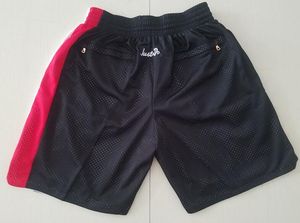 Nytt team Vintage BaseKetball Shorts Zipper Pocket Running kläder Svart Röd färg Just Done Size S-XXL
