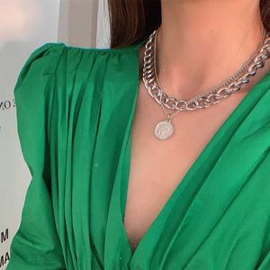 Fashion-Chunky Necklace Vintage Multi Chains Chokers Necklaces for Women Punk Jewelry Metal Coin Pendant Necklace Gold Necklace 2020