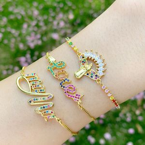 Braccialetti angolari colorati CZ MAMA LOVE placcati oro di alta qualità per donne, bel regalo per gli amici