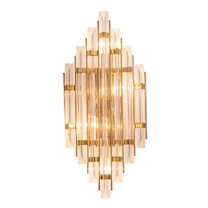 Ny ankomst 2020 American Luxury Gold Metal Plated LED Wall Lamp Scones Lust Crystal Shades Living Room Wall Indoor Lamp Fixtures Lighting