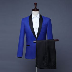 NOWOŚĆ BLUE MEN SUITS TUXEDO Wedding Groom (kurtka+spodnie+muszka) Slim Fit Groomsman Suits Best Man Blazer Wear